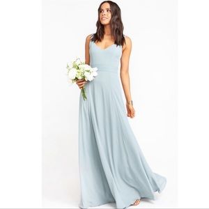 Show Me Your Mumu Jenn Maxi Dress in Silver Sage Crisp